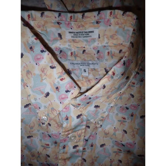 Engineered Garments Button‎ Down Long Sleeve Shirt Surf Beach Pattern Mens S - Picture 5 of 5